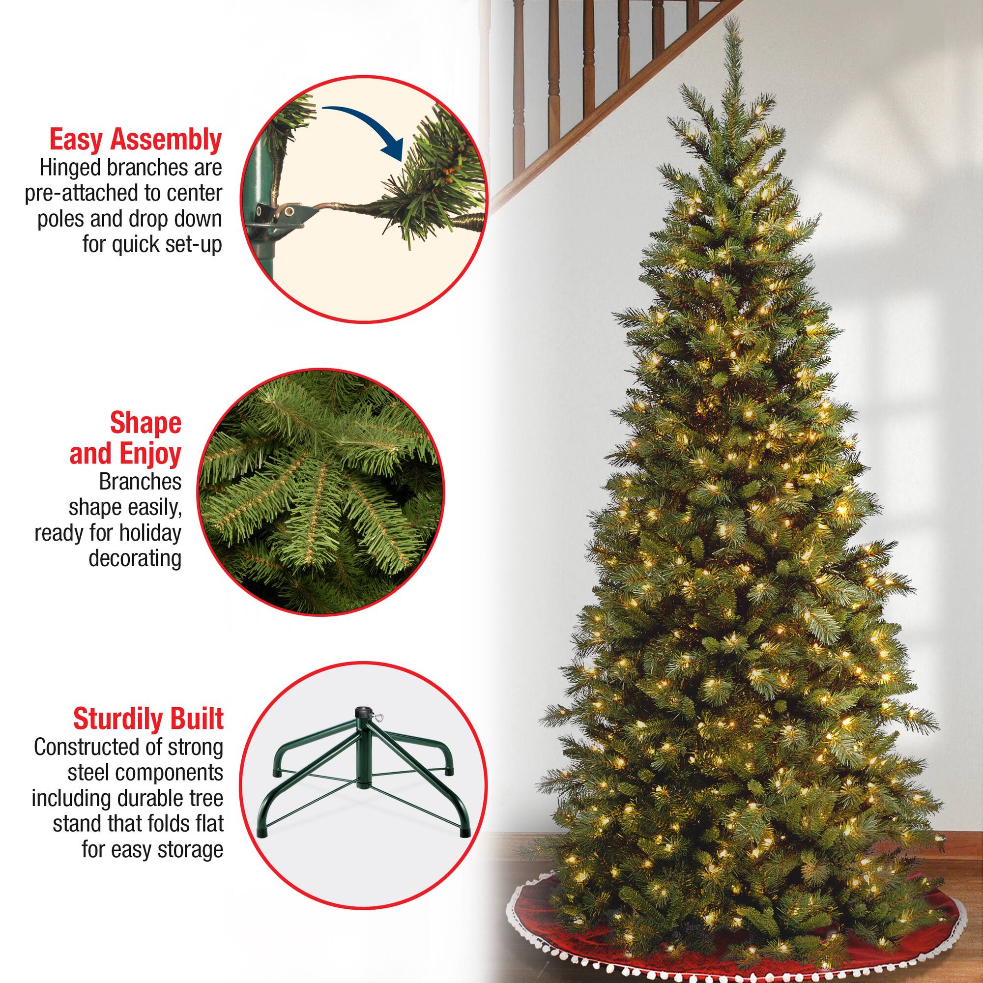 6.5ft. Pre-Lit Tiffany Fir Slim Tree, Clear Lights